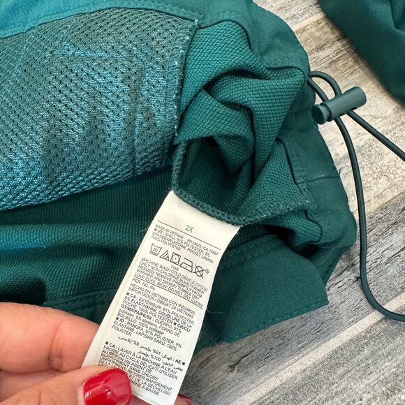 New Balance Green and Cream 1/4 Zip Up Hooded Pullover Breathe On Athleisure - Picture 6 of 6